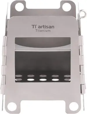 Titanium Wood Stove Foldable Portable Alcohol Camping Backpacking Stove for Outdoor Camping Picnic BBQ (WS006ST)