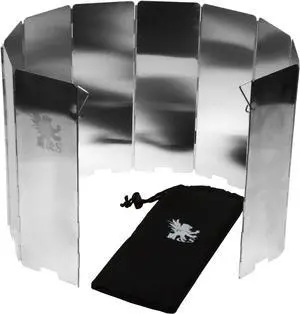 H&S Foldable Camping Stove Windscreen for Outdoor Camping - 10 Aluminum Plates Camping Cooker Wind Shield for Stove - Folding Wind Shield with Carrying Case for Camping Accessories