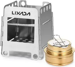 Lixada Camping Stove Stainless Steel Folding Wood Stove Portable Wood Burning Stove Pocket Stove for Outdoor Camping Cooking Picnic