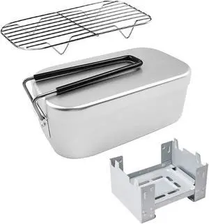 Lixada Mini Folding Stove Lunch Box Steaming Rack Combo Set for Picnic Camping Hiking Fishing Mountaineering