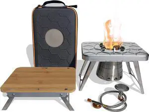 nCamp 4 Piece Outdoor Camping Cooking Stove Prep Surface Set with Carrying Case for Hiking and Backpacking