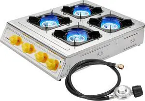 Vivicreate Camping 40000 BTU 4 burner auto ignition Propane Gas Outdoor Garden Fishing Hiking Camp Restaurant Stove Burner (Brass)
