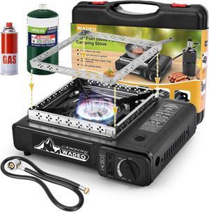 WADEO Dual Fuel Stove Portable Camping Stove with 3 FPropane Regulator Hose, Portable Gas Stove Windshield Camping Stove for Camping Hiking Party