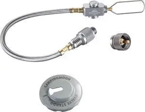 CAMPINGMOON Propane to Butane Camping Stove Adapter with Hose Valve Convert 16oz/1Lb Small Propane Tank to EN417 Lindal Valve Z22/Z21