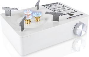 McKay Camping Stove with Carry Case | Extra High Output, Single Burner Butane Stove Hiking & Camping Accessories, Emergency Preparedness Portable Outdoor Camp Stove, Propane Burner 11942 BTUs| White