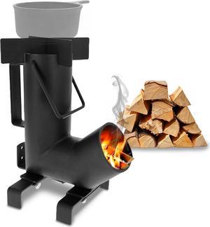 Fold Up Rocket Stove - Lightweight Portable Round Wood Burning Camping Stove for Outdoor Kitchen - Carbon Steel Outdoor Wood Stove for Hiking, Picnic, Hunting, or Campground Stovetop Cooking