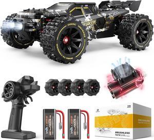 DEERC 1:14 Fast Brushless RC Cars for Adults & Boys, Max 50+ MPH, 2 3S Lipo Batteries 4x4 Waterproof RC Truck, High Speed Offroad Remote Control Car, All Terrain RC Truggy for Snow,Sand & Mud