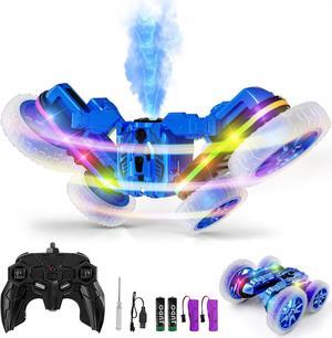 Remote Control Car, 360°Rotating 4WD RC Cars with Cool Spray, 2.4Ghz Double Sided RC Stunt Car with Cool Lights, RC Drift Car for Kids Toys Best Gifts for Boys Girls Age 4-6 7 8-13 Year Old