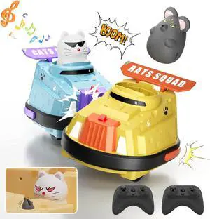 2 Pack Remote Control Car, RC Ejecting Bumper Car for Kids, Cat and Rat War Cheese Bumper Car, Car Toys for Ages 5-7, Christmas Birthday Gifts Toys for 3 4 5 6+ Year Old Boys Girls