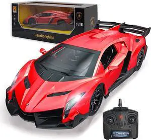 Remote Control Car RC Cars Racing Car 1:18 Licensed Toy RC Car Compatible with Lamborghini Model Vehicle for Boys 6,7,8 Years Old Halloween, red