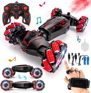 4WD Remote Control Gesture Sensor Car,Hand Controlled RC Stunt Car,Double-Sided Vehicle 360° Rotation with Light and Music Spray, Watch Toy Cars for Boys & Girls Birthday