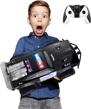 Carox Large Remote Control Police Car Toy with Lights and Sirens for Boys - 1:8 Cop Car with Three Rechargeable Battery - Durable RC Police Truck for Kids 4 Years and Up - A Surprising