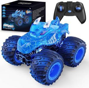 Remote Control Car, 2.4GHz Monster Trucks Toys with Light Spray, Brithday Gift for Kids 3 4 5 6 7 8, All Terrain RC Cars, Toddler Toys for Boys Girls 3+ Year Old