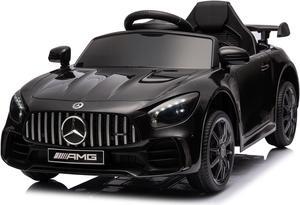 Winado 12V Ride on Car, Licensed Mercedes Benz AMG GTR Battery Powered Electric Vehicle, w/Parent Remote, Wider Seat, LED Lights, Openable Doors, MP3 Player, Smooth Start, 3 Speeds - Black
