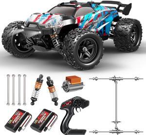 Remote Control Car 1:18 Scale 45Km/h, 4WD RC, Drift Off-Road Upgraded Brush Motor with Two Rechargeable Batteries, Hobbyist Grade for Adults, Toy Gift Kids and, Blue