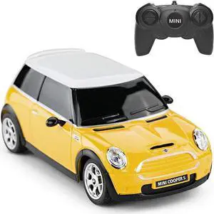 RASTAR Mini Cooper Model, 1:24 RC Cars Toy Mini Cooper Remote Control Car RC Mini Cooper Car Toy for Kids, Yellow