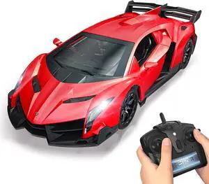 QUN FENG Remote Control RC CAR Racing Cars Compatible with Lamborghini Veneno Officially Licensed 1:24 Toy RC Cars Model Vehicle for Boys 6,7,8 Years Old,red