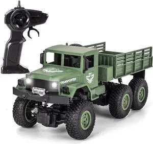 XINGRUI 50 Minutes Playing Time RC Military Truck, JJRC Q69 Off-Road Remote Control Car 2.4Ghz 4WD 1:18 Scale Toy Vehicle for Kids Children Boy Gift