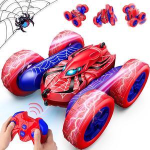 Spider Remote Control Car,Double Sided 360° Rotating 4WD RC Cars for 3-12 Year Old Boys 2.4GHz Electric Rechargeable Race Stunt Birthday Halloween Xmas RC Toys for 3 4 5 6 7 8 9 10 11 12 Year Old Boys