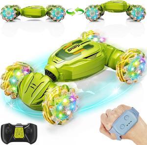 Gesture Sensing RC Stunt Car, Remote Control Car Christmas Birthday Gifts for Kids Age 6-12, 2.4Ghz Hand Controlled Twist Cars, 360° Rotating Off Road Car Toy for Boys Girls Age 6 7 8 9 10 11+ (Green)