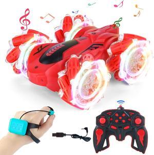 Gesture Sensing RC Stunt Car with Light, 2.4G 4WD Hand Controlled Gravity Remote Control Car Toy with 360° Flips Car for Boys Age 6 and Up Blue