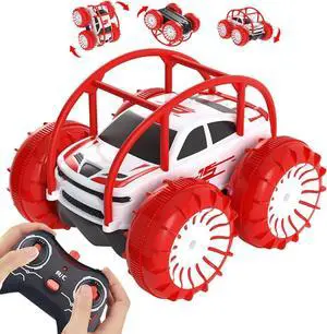 MaxTronic Remote Control Car, RC Cars Amphibious Land & Water Beach Pool Toy Off-Road RC Boat, 360°Flip Rotation Stunt Car with Sidelights for Toddlers 3 4 5 6 7 8 9 10 11 12 Years Kids Boys Girls