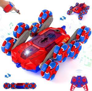 8WD Gesture Sensing RC Stunt Car, 2.4Ghz Hand Remote Control Car Toys for Boys Age 8-13 13+ Year Old with Spray & Light & Sound, Rotation Remote Control Car for Christmas Birthday Gifts, Spider