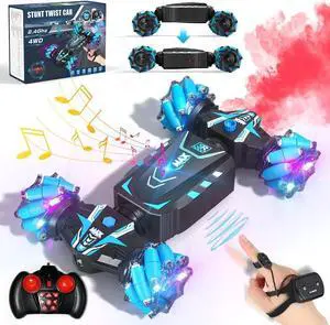 Axirata Remote Control Car Hand Controlled Gesture RC Stunt Car with Spray & Lights & Music for Kids 6-13 Year Old, 4WD 2.4GHz Off-Road 360° Rotation Toy Car Gift for Boys Girls