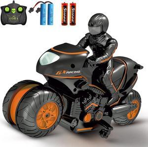 RC Motorcycle Remote Control Motorcycles,High Speed Rc Car Remote Control Car,2.4Ghz 360° Rotating Drift Stunt Car Motorbike for Kids Age 4,5,6,7,8 and Up Year Old(Orange)