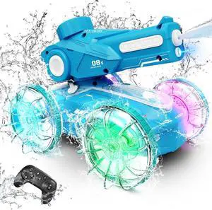 Tecnock Amphibious Remote Control Car Boat for Kids, 2.4GHz 4WD Water Squirt RC Stunt Car with LED Lights, 45-Minute Playtime, Pool Toy Gift for Boys and Girls Ages 6+