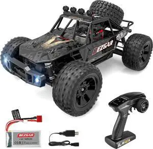 BEZGAR HB101 1:10 Scale Beginner RC Truck, 4WD High Speed 48km/h All Terrains RC Car Off Road Waterproof RC Buggy Toys for Boys Kids and Adults