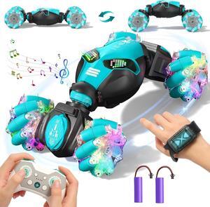 Gesture Sensing RC Stunt Car Toys for Kids Age 6-8-12, 4WD 2.4Ghz Hand Controlled Remote Control Twist Car Off Road 360°Rotation Drift with Light Music for Kids Boys Birthday Gifts