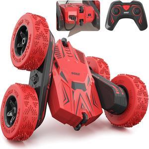 SGILE RC Stunt Car Toy Gift, 4WD Remote Control Car with 2 Sided 360 Rotating Rc Car for Kids Girls Boys Age 6 7 8 12, Red