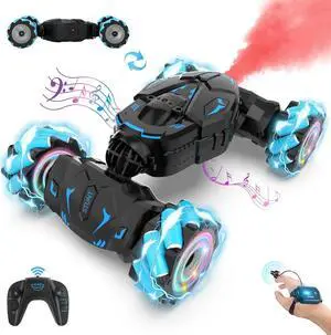 Gesture RC Car Hand Controlled Rc Car Toys for Boys Girls 6-12, 2.4GHz 360° Rotation 4WD Gesture Sensing Rc Stunt Car with Light & Music & Spray, Birthday Gifts for Kids