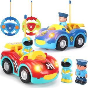 Liberty Imports My First Cartoon RC Remote Control Cars for Toddlers Ages 1-3, Radio Control Toy for Baby, Kids 18 Months+ (2 Pack)