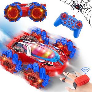 Remote Control Car for Boys, 2.4GHz 4WD 360°Rotating Double Sided RC Stunt Cars Toys, RC Car with Cool Headlights & Music, Indoor/Outdoor Rechargeable Toy Car Gifts for 4-7 8-13 Years Toddler Kid Boy