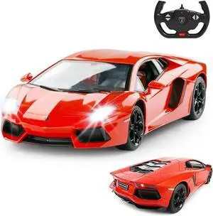 RASTAR RC Lamborghini Toy Car, 1:14 Lamborghini Aventador LP700-4 Remote Control Car, Working Lights - Orange