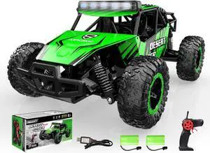 RACENT Remote Control Cars for Boys - 1:16 20kph RC Truck Off-Road Monster Truck Toy for Kids & Adults with 2 Rechargeable Batteries (Green)