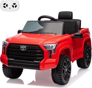 12V Ride on Car for Kids, Licensed Toyota Ride on Truck, Battery Powered Electric Car with Remote Control, MP3, LED Lights, Suspension System, Double Doors, Safety Belt, Ride On Toys for Boys Girls