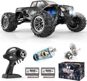 Hosim RC Cars, 1:10 Scale 48+ KMH Remote Control Car for Adults Boys, 4X4 Off-Road RC Truck with Headlights, All Terrains Waterproof Hobby Grade Large Fast Racing Toy Gift Monster Trucks
