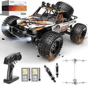 DEERC 1:10 Scale RC Monster Truck for Adults & Boys, 48KM/H Speed 4X4 Hobby RC Car with Lights, 2 Rechargeable Batteries, 2.4 GHz All Terrain Remote Control Car Toys for 30mins Fun