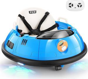 Hikole Baby Electric Bumper Car with Parent Remote, 12V Toddler Ride on Bumper Cars for Boys Girls 3-5, 5-Point Harness, Flashing LED Lights, 360 Degree Spin, Kids Bumper Car Ages 1-3, Blue