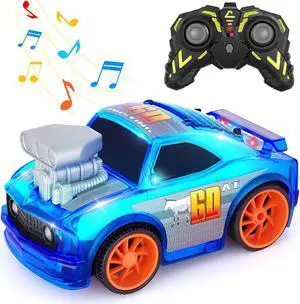 SGILE Remote Control Race Car, 2.4 Ghz Radio Control Car with LED Lights and Music Sound, RC Car Toy for Toddlers Kids Preschoolers Boys Girls Birthday Gift