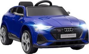 Aosom 12V Kids Electric Ride On Car, Audi E-tron, Battery Powered Toy with Parent Remote Control, Suspension System, Auxiliary Wheels, LED Lights, Music and Horn, MP3 Player, Dark Blue