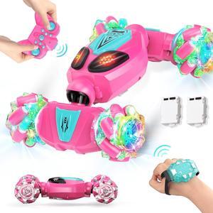 Gesture Sensing RC Stunt Car, Birthday Gifts Toys for Kids, 5-7 6-12 8 9 10 11 Years Old Boys and Girls Remote Control Car, Modular Battery, Type C Charging, 360° Rotating, 4WD Drift (Barbie-powder)