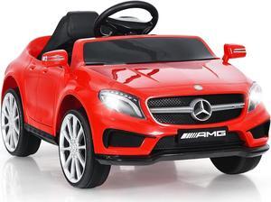 OLAKIDS Kids Ride On Car with Remote Control, 12V Licensed Mercedes Benz GLA45 Electric Vehicle for Toddlers, Battery Powered Toy with Music, USB, MP3, 2 Speeds, Wheels Suspension, LED Lights (Red)