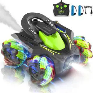 Eulogia Remote Control Car, RC Stunt Control Car 360° Upright & Side Rotating, 4WD All Terrain Car Truck with 2 * 1200mAh Rechargeable Batteries for 1.5H, Birthday Max Party Present for 5-12 Boys