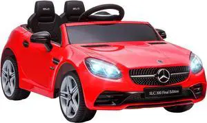 Aosom Mercedes SLC 300 Licensed Kids Electric Car with Remote Control, 12V Battery Powered Kids Ride on Car with Music, Lights, Suspension for 3-6 Years Old, Red