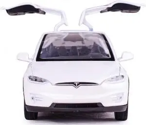 Toy Car Model X, Pull Back Car Toys Alloy Vehicles with Lights and Sound 1:32 Scale Model Car (White)