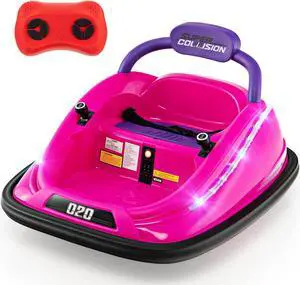 OLAKIDS Bumper Car for Toddlers, 12V Kids Electric Ride on Toy with Remote Control, Battery Powered Vehicle Racer for Baby, 360 Degree Spin Rotation, Colorful Flashing LED Lights, Music (Pink)